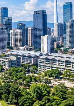 AI 生成的城市建築情境，並非真實投資項目